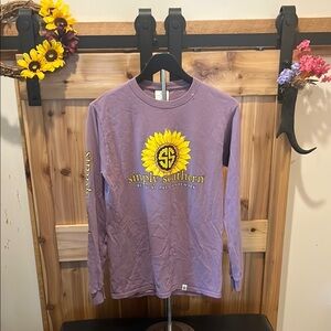 Simply Southern Purple Long Sleeve Tee with Sunflower Design